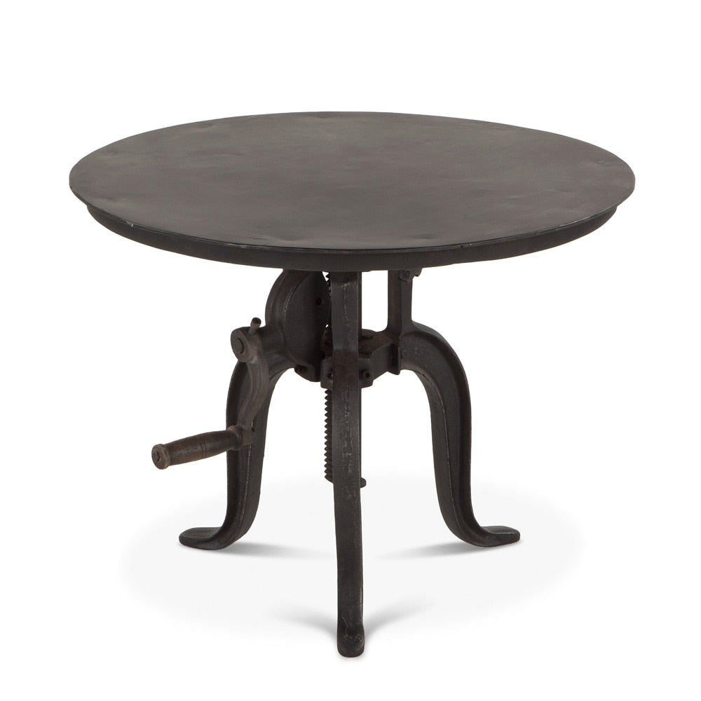 World Interiors - Artezia 24in Height Adjustable Crank Side Table in Matte Black Cast Iron - ZWAT24MB veiw 1