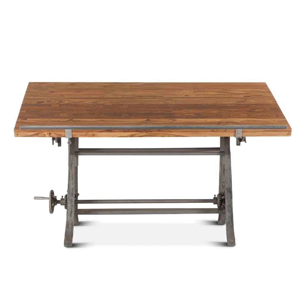 World Interiors - Artezia 62in Drafting Desk with Adjustable Crank in Natural Teak - ZWAT62 veiw 1