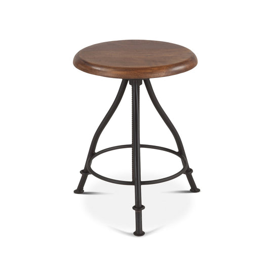World Interiors - Artezia Height Adjustable Stool in Acacia and Iron with Walnut Finish - ZWAT13131 veiw 1