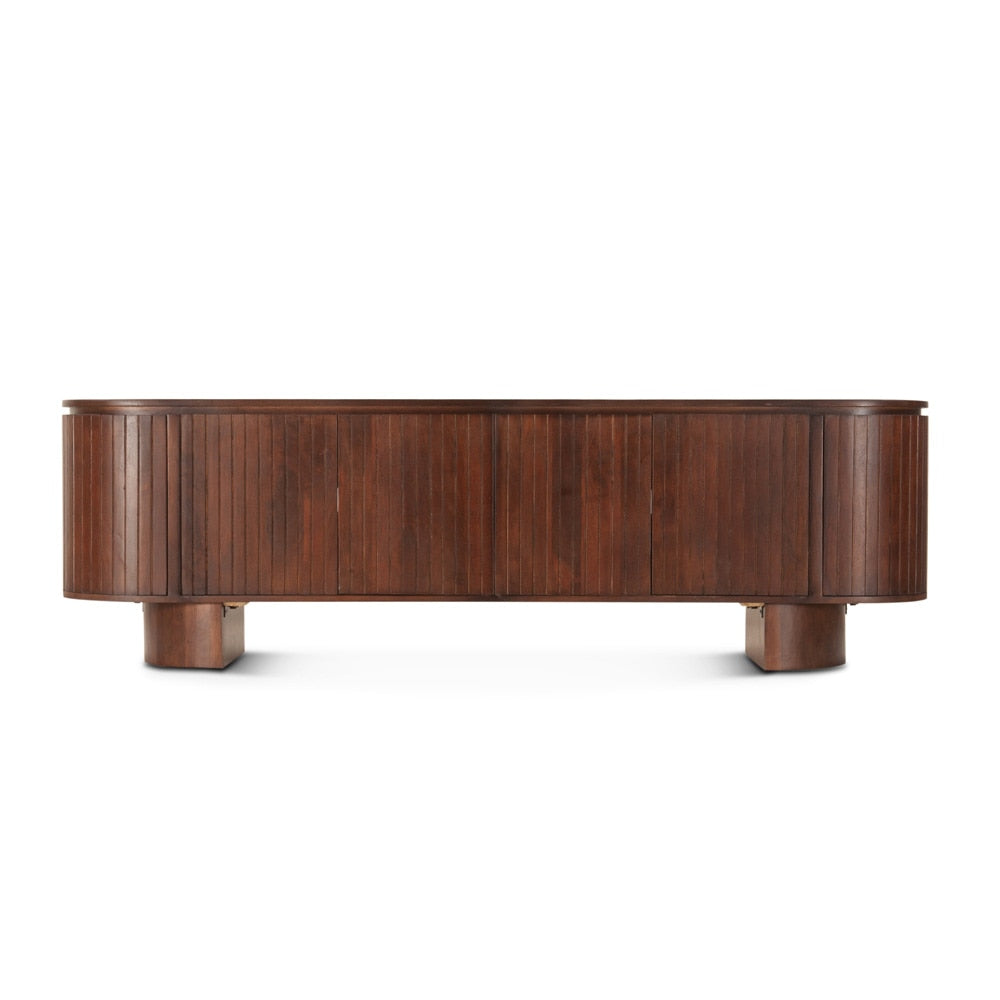 World Interiors - Athens 79in Media Cabinet in Aged Mahogany Finish - ZWATHPC79 veiw 1