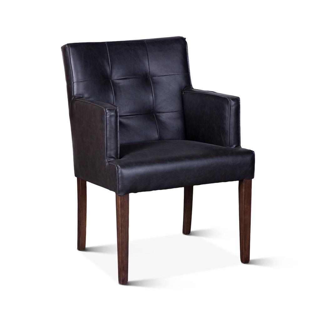 World Interiors - Aven Armchair in Black Leather with Dark Legs - ZWAVEBLACDL veiw 1
