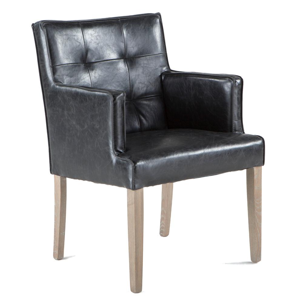 World Interiors - Aven Armchair in Black Leather with Light Legs - ZWAY43-BL veiw 1