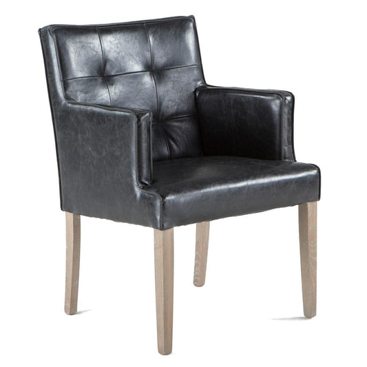 World Interiors - Aven Armchair in Black Leather with Light Legs - ZWAY43-BL veiw 1