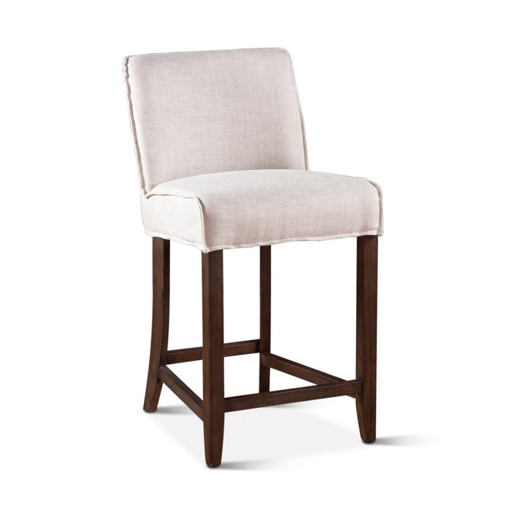 World Interiors - Avery 20in Counter Chair with White Linen and Dark Legs - ZWAVEOFFWCCDK veiw 1