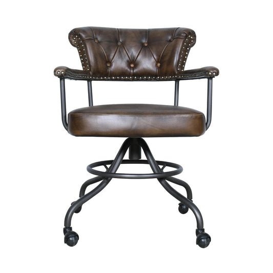 World Interiors - Brisbane Chesterfield Office Chair in Antique Whiskey Leather - ZWBRCHOCAW veiw 1