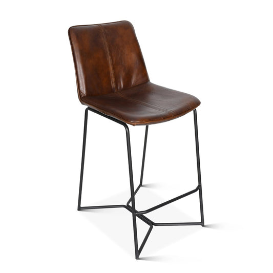 World Interiors - Brisbane Counter Chair in Hand Washed Chestnut - ZWBRIMCC-CH veiw 1
