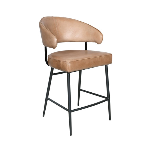 World Interiors - Brisbane Dover Counter Chair in Antique Ivory Leather - ZWBRIDCCAI veiw 1