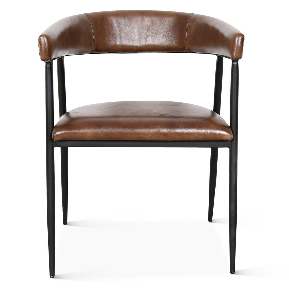 World Interiors - Brisbane Halstead Dining Chair in Chestnut Leather - ZWBRIHDCCH veiw 1