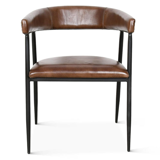 World Interiors - Brisbane Halstead Dining Chair in Chestnut Leather - ZWBRIHDCCH veiw 1