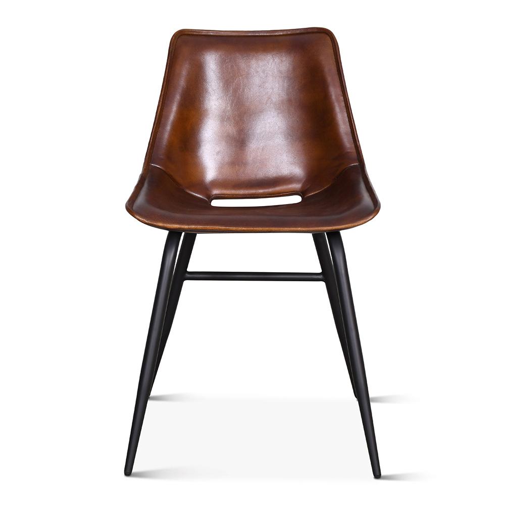 World Interiors - Brisbane Leather Dining Chair in Antique Whiskey - ZWBRISTDCCH veiw 1