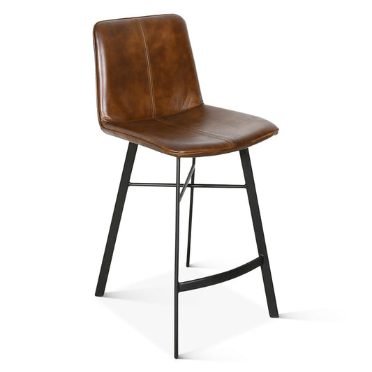 World Interiors - Brisbane Murphy Counter Chair in Chestnut Leather - ZWBRISMCCC_CLOSEOUT veiw 1