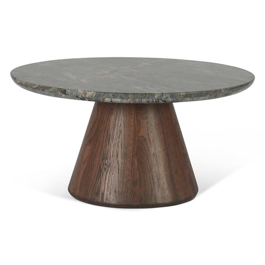 World Interiors - Caldera Coffee Table with Lava Marble and Dark Oak Base - ZWCALCTALMDO veiw 1