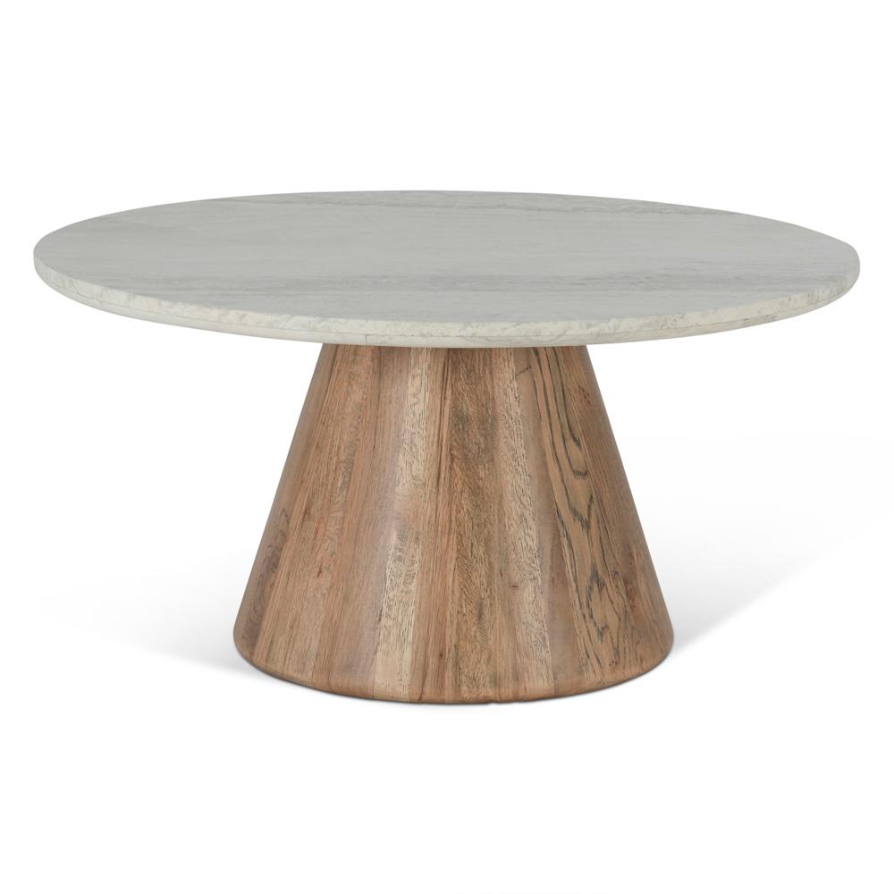 World Interiors - Caldera Coffee Table with White Travertine and Light Oak Base - ZWCALCTAWTLO veiw 1