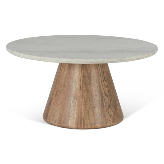 World Interiors - Caldera Coffee Table with White Travertine and Light Oak Base - ZWCALCTAWTLO veiw 1