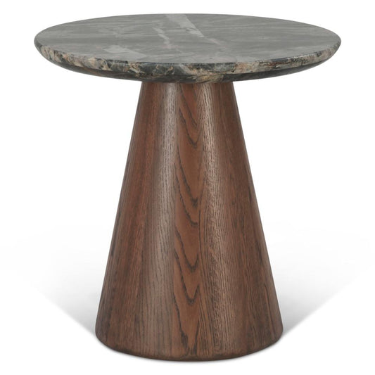World Interiors - Caldera Side Table in Lava Marble and Dark Oak - ZWCALSTLMDO veiw 1