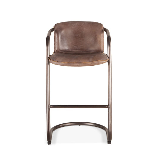 World Interiors - Chiavari Bar Chairs in Jet Brown Leather and Steel - ZWPFBC22JBG_CLOSEOUT veiw 1