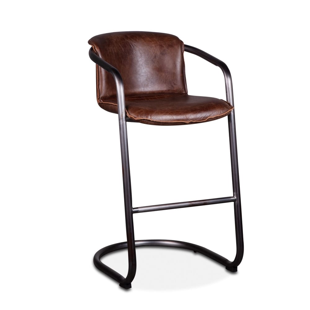 World Interiors - Chiavari Leather Bar Chair in Geisha Brown - ZWCHIBCGEI_CLOSEOUT veiw 1