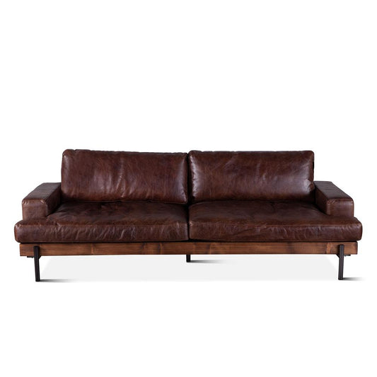 World Interiors - Chiavari Leather Sofa in Geisha Brown - ZWCIAMSFGEI_CLOSEOUT veiw 1