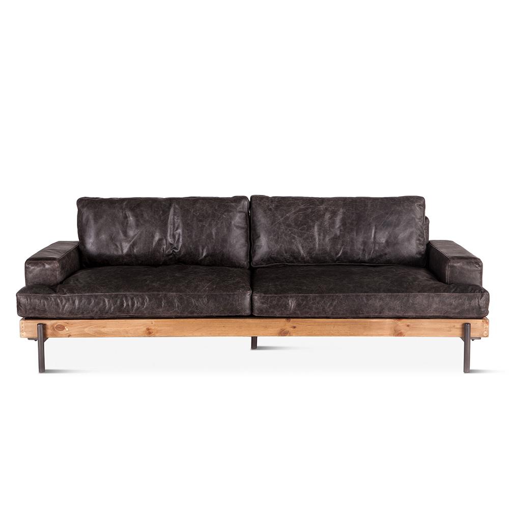World Interiors - Chiavari Sofa in Morocco Ebony Leather - ZWCIAMSF_CLOSEOUT veiw 1