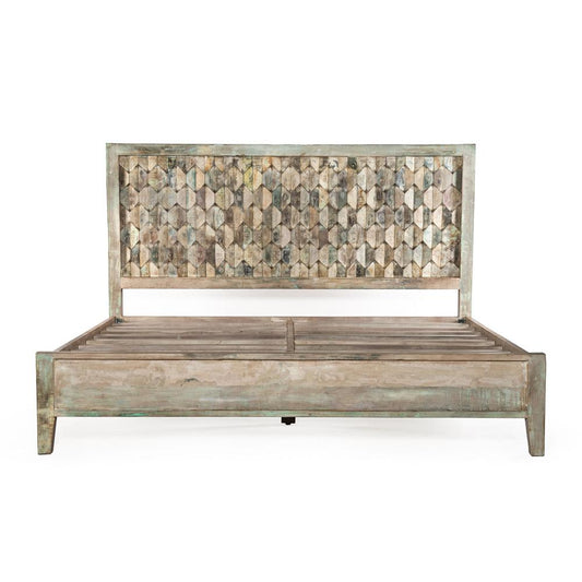 World Interiors - Cordoba King Bed in Reclaimed Wood with Vintage Teal Finish - ZWCDBPBK veiw 1