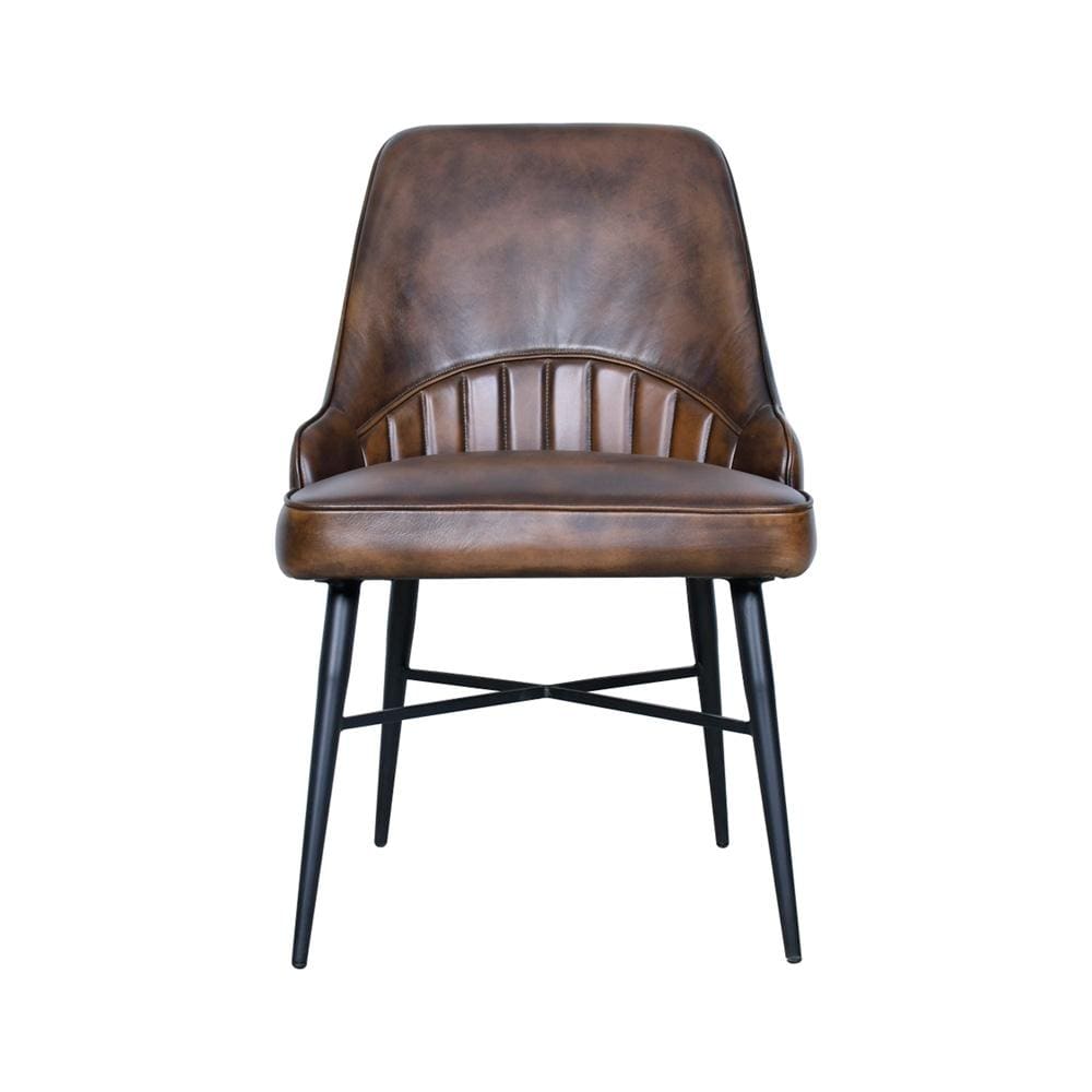 World Interiors - Galway Dining Chair in Antique Whiskey Leather - ZWGALDCAW veiw 1