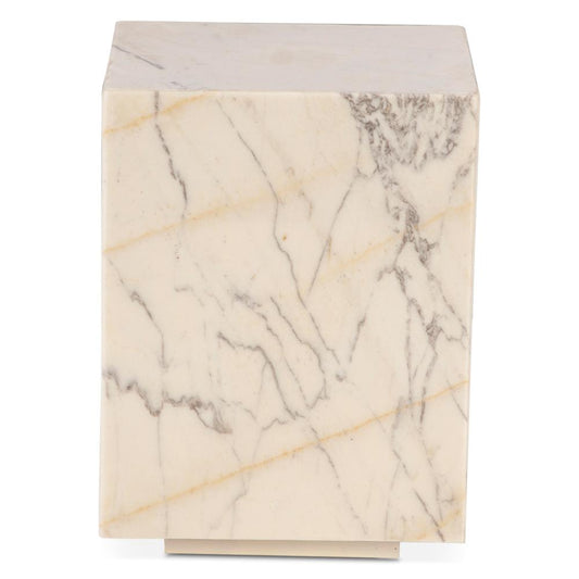 World Interiors - Giza 15in Drum Side Table in Alabaster Marble - ZWGZAST15AM veiw 1
