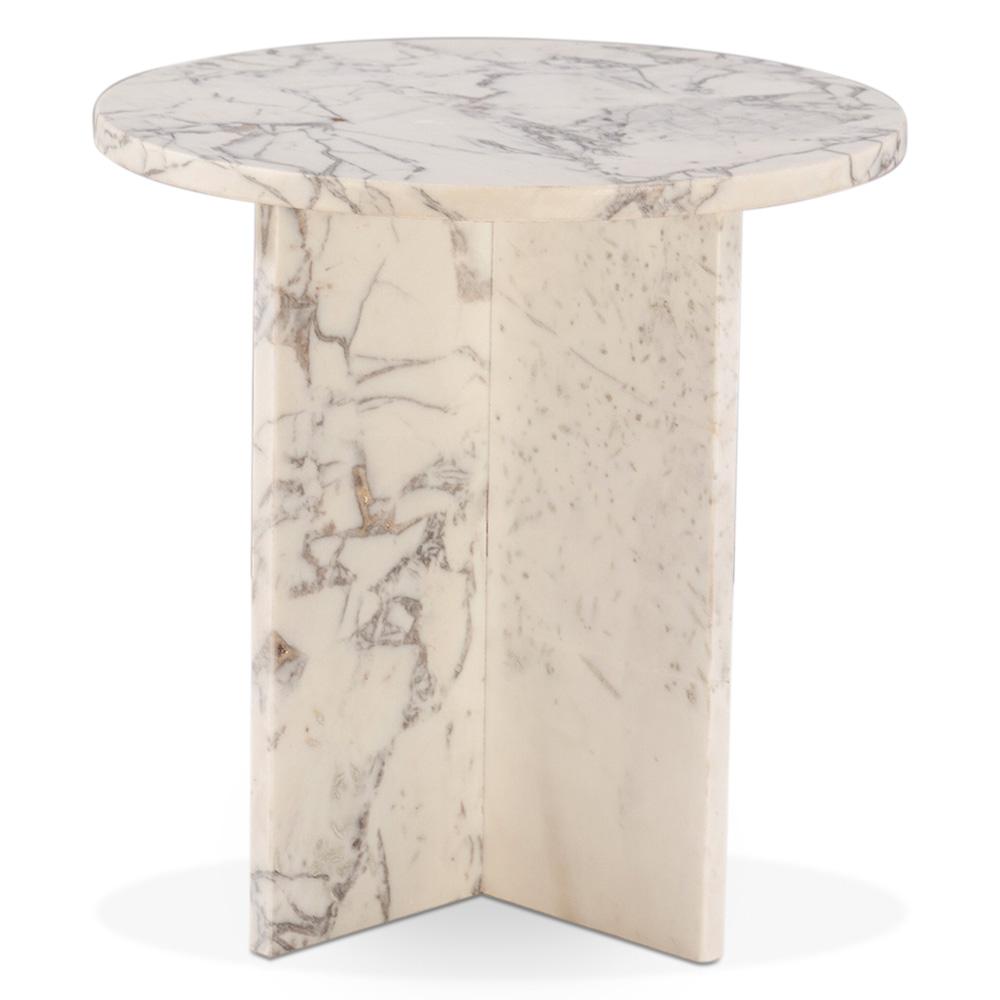 World Interiors - Giza 20in Side Table in Alabaster Marble - ZWGZAST20ABM veiw 1