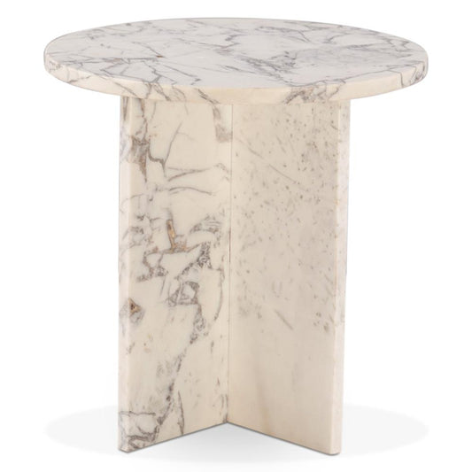 World Interiors - Giza 20in Side Table in Alabaster Marble - ZWGZAST20ABM veiw 1