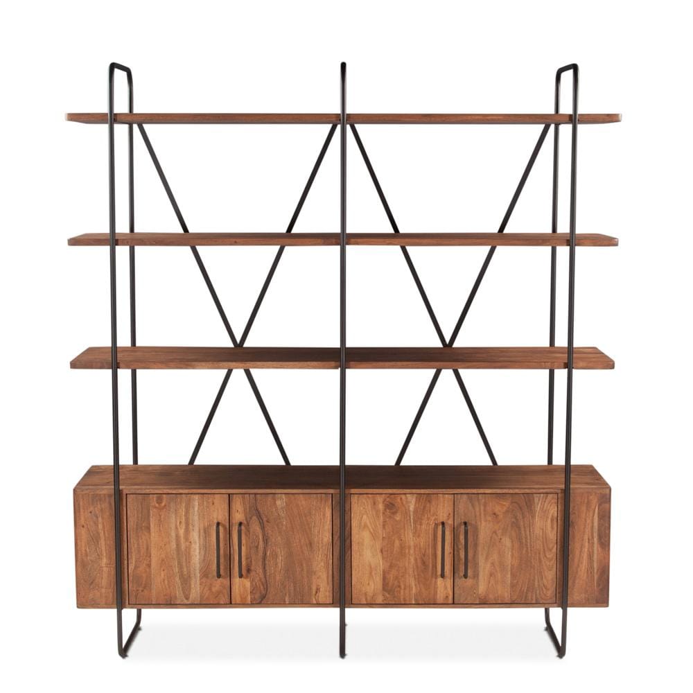World Interiors - Halden Wide Bookshelf in Pecan Brown - ZWHALBS75PB veiw 1