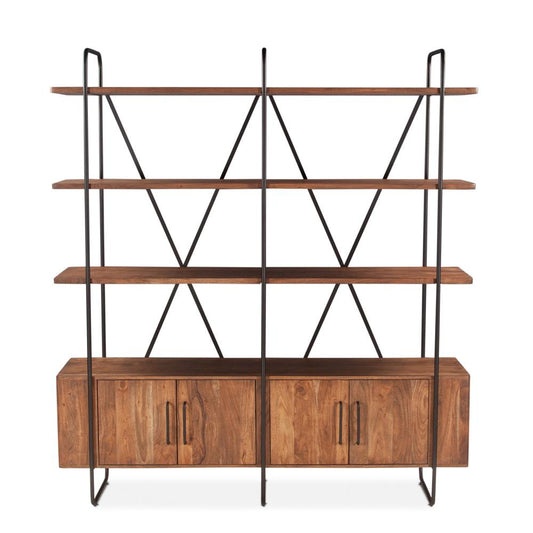 World Interiors - Halden Wide Bookshelf in Pecan Brown - ZWHALBS75PB veiw 1