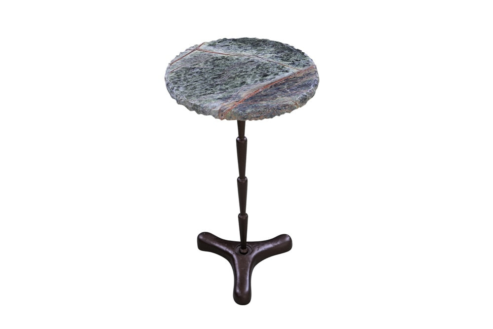 World Interiors - Harbor 15in Accent Table with Green Bidasar Marble and Iron - ZWHRBST15_CLOSEOUT veiw 1