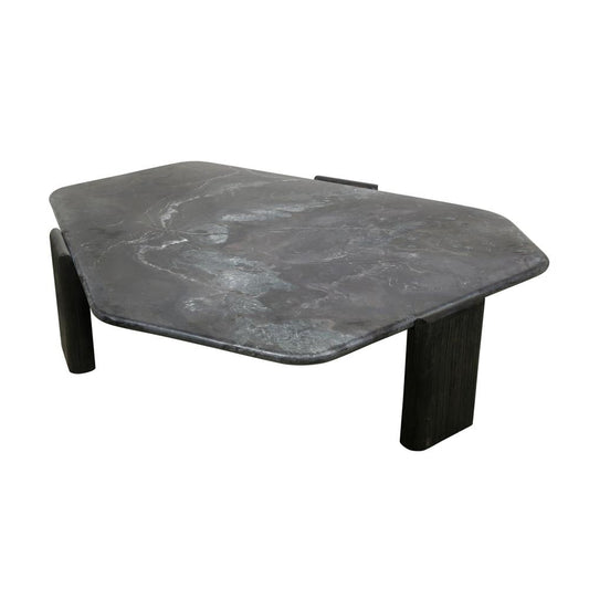 World Interiors - Harbor 64in Hexagonal Coffee Table with Lava Marble in Dark Walnut - ZWHRBCT65LM_CLOSEOUT veiw 1