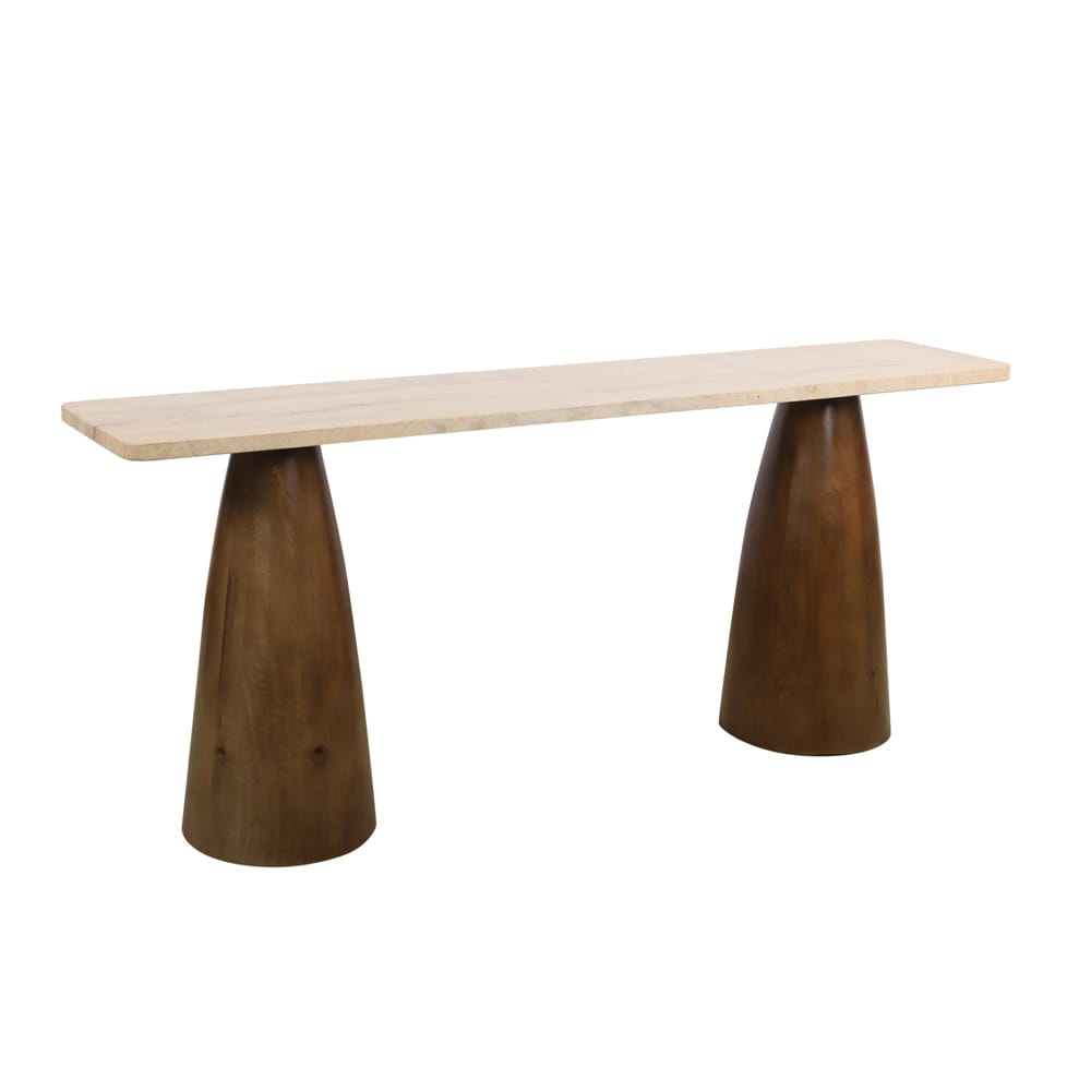 World Interiors - Harbor 72in Console Table with Travertine in Walnut - ZWHRBCN72TRWN veiw 1