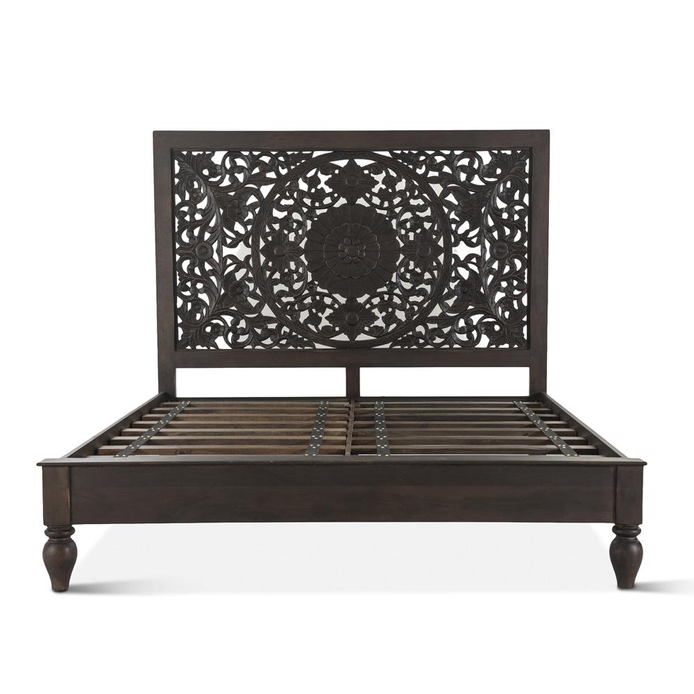 World Interiors - Haveli Carved King Bed in Vintage Brown - ZWHAPBKVB veiw 1