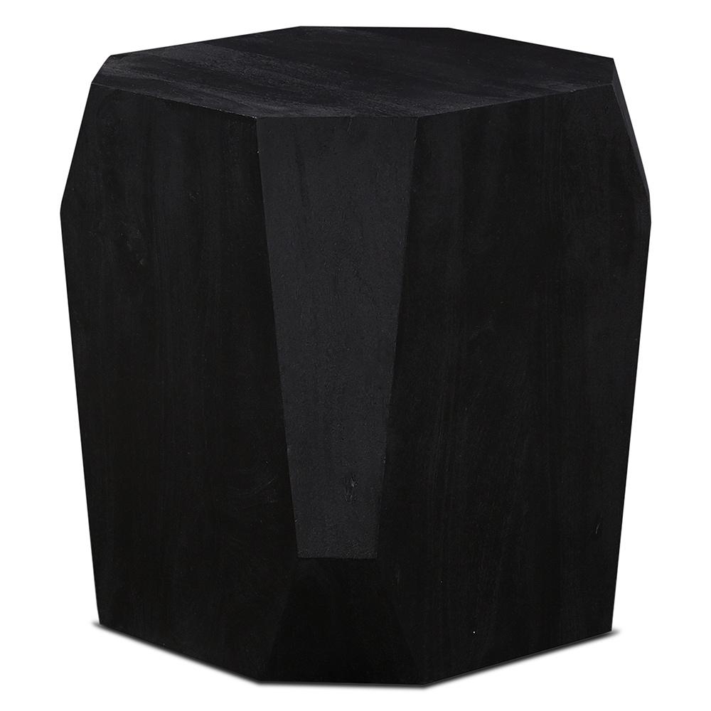 World Interiors - Helena Geometric Wooden Side Table in Distressed Black - ZWHELST19PB_CLOSEOUT veiw 1