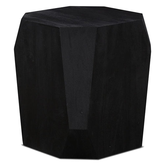 World Interiors - Helena Geometric Wooden Side Table in Distressed Black - ZWHELST19PB_CLOSEOUT veiw 1