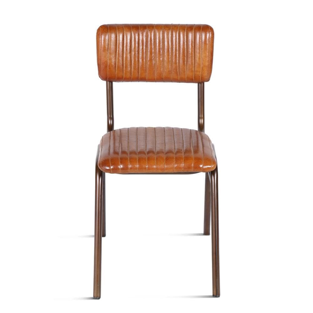 World Interiors - Hudson Dining Chair in Ribbed Leather - ZWHDSBOB_CLOSEOUT veiw 1