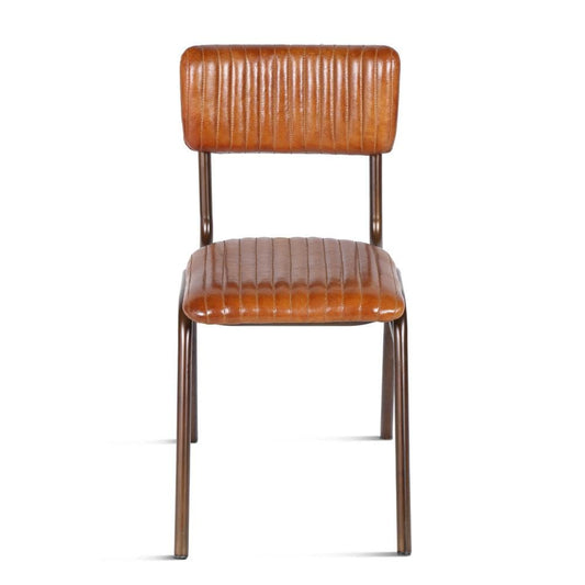 World Interiors - Hudson Dining Chair in Ribbed Leather - ZWHDSBOB_CLOSEOUT veiw 1