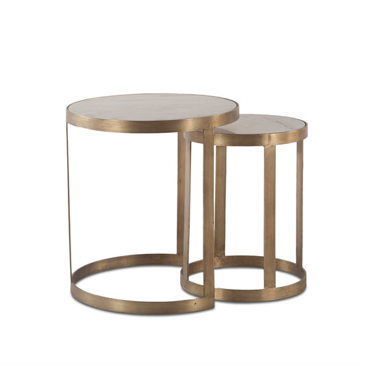 World Interiors - Leonardo White Marble Side Tables with Antique Bonze Base - ZWLOST22WMAB veiw 1