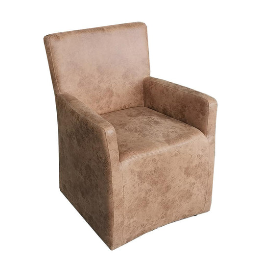 World Interiors - Lily 25in Tan Leather Wheeled Arm Chair - ZWLILYTLWAC veiw 1