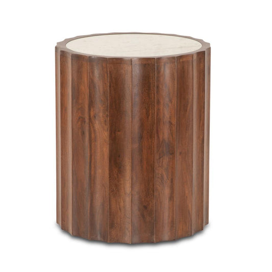 World Interiors - Lisbon Modern White Marble Side Table in Matte Brown - ZWLISSTMMST veiw 1