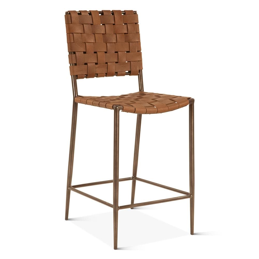 World Interiors - Lund 17in Counter Chair in Tobacco Buffalo Leather with Iron - ZWLUNCC17TB_CLOSEOUT veiw 1