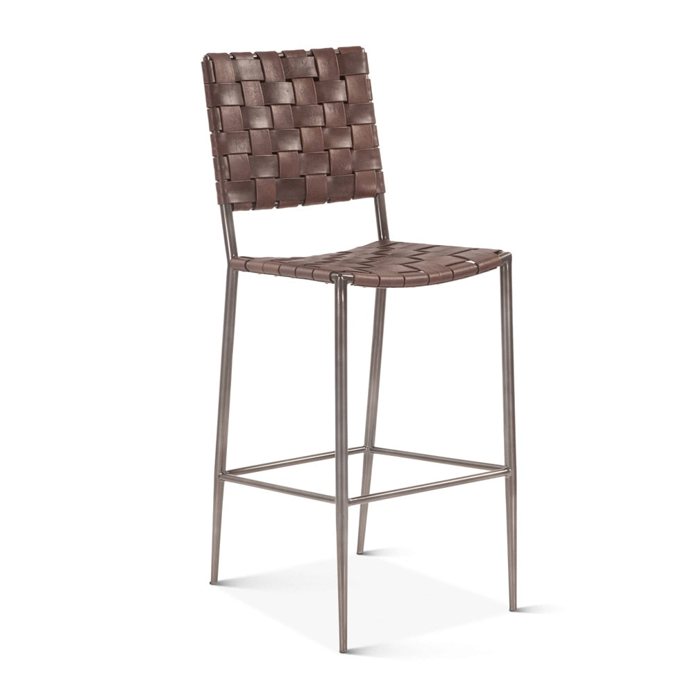 World Interiors - Lund 17in Buffalo Leather and Iron Bar Chair Brown - ZWLUNBC17BR_CLOSEOUT veiw 1