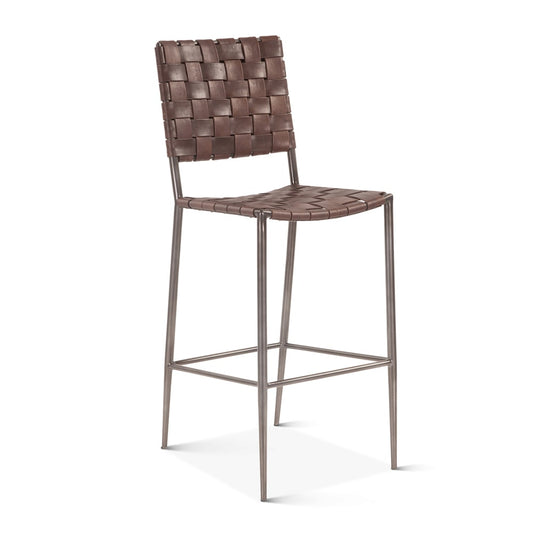World Interiors - Lund 17in Buffalo Leather and Iron Bar Chair Brown - ZWLUNBC17BR_CLOSEOUT veiw 1