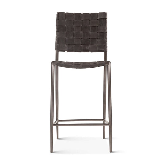 World Interiors - Lund 17in Buffalo Leather and Iron Counter Chair Black - ZWLUNCC17BLK veiw 1