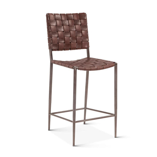World Interiors - Lund 17in Buffalo Leather and Iron Counter Chair Brown - ZWLUNCC17BR veiw 1