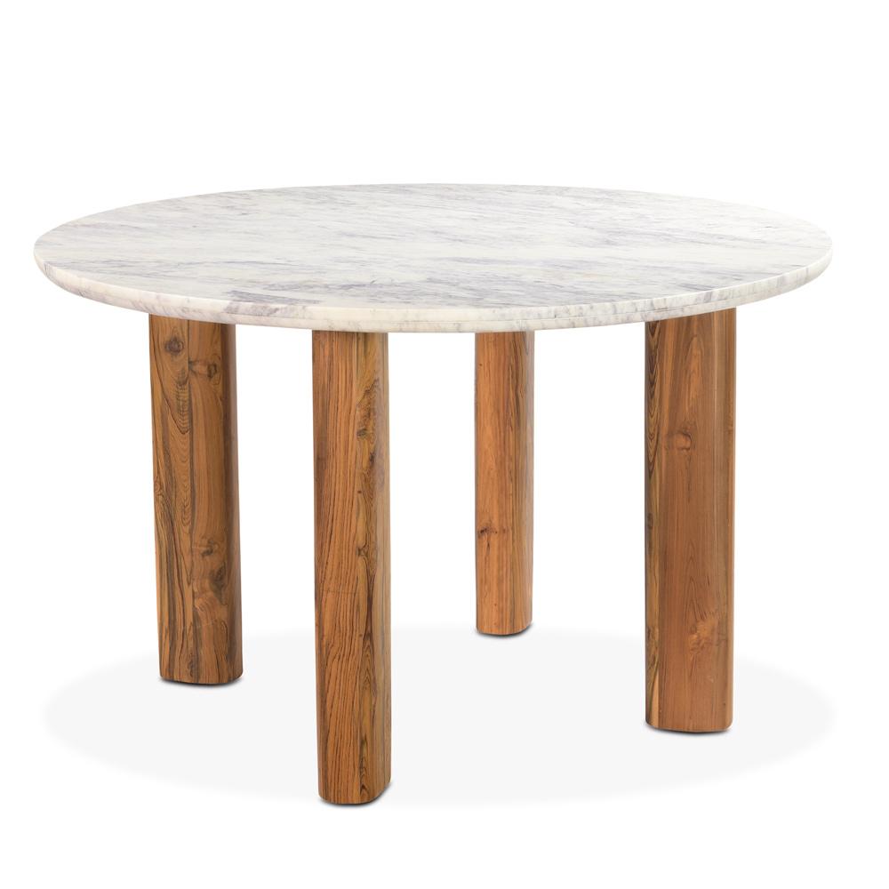 World Interiors - Madrid Marble Dining Table with Reclaimed Teak Legs - ZWMADRD54_CLOSEOUT veiw 1