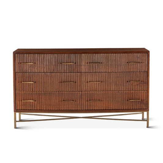 World Interiors - Manhattan Retro Mid Century Acacia Wood Dresser - ZWMANDR69 veiw 1