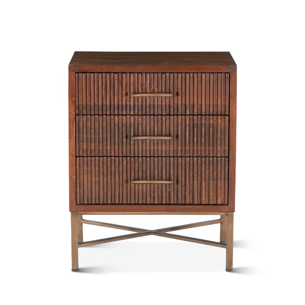 World Interiors - Manhattan Retro Mid Century Acacia Wood Nightstand - ZWMANNC24_CLOSEOUT veiw 1