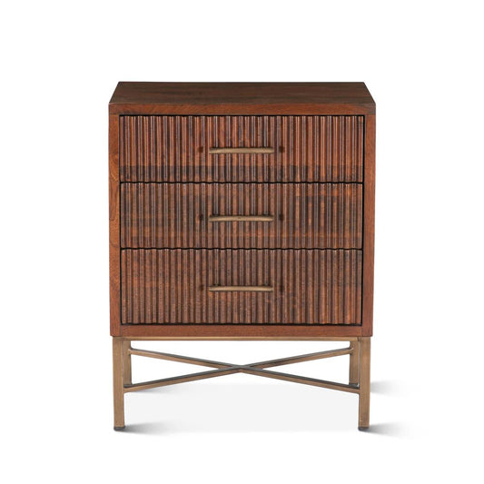 World Interiors - Manhattan Retro Mid Century Acacia Wood Nightstand - ZWMANNC24_CLOSEOUT veiw 1
